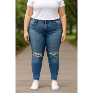 Michael Kors Skinny Jeans 16W Distressed Ripped Y2K Streetwear Grunge‎ Y2K Fall